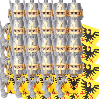 Military Building Blocks Medieval Solider Figures Gifts Toys Weapons Shield Holy Roman Saint Lazarus Jerusalem Knight Legion MOC