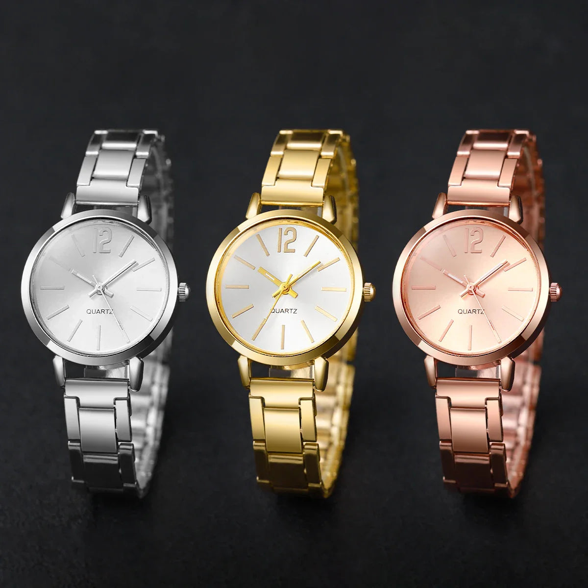 1/3PCS Fashion Women's Watches Stainless Steel Band Analog Quartz Watch Reloj Mujer（Without Box）