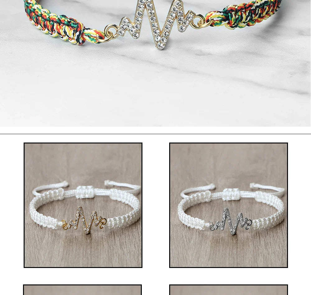Romantic Cardiac signal Metal Thread Bracelet Red Black Couple Bangles Chain Pulsera Jewelry Gift for Friend