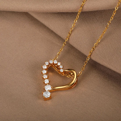 Punk Cuban Chain Heart Necklace For Women Hip Pop Stainless Steel Choker Fashion Wedding Party Jewelry Gift