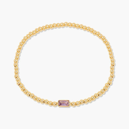 Minimalist style twelve month birthstone women's bracelet, stainless steel, electroplated 18K gold color protection