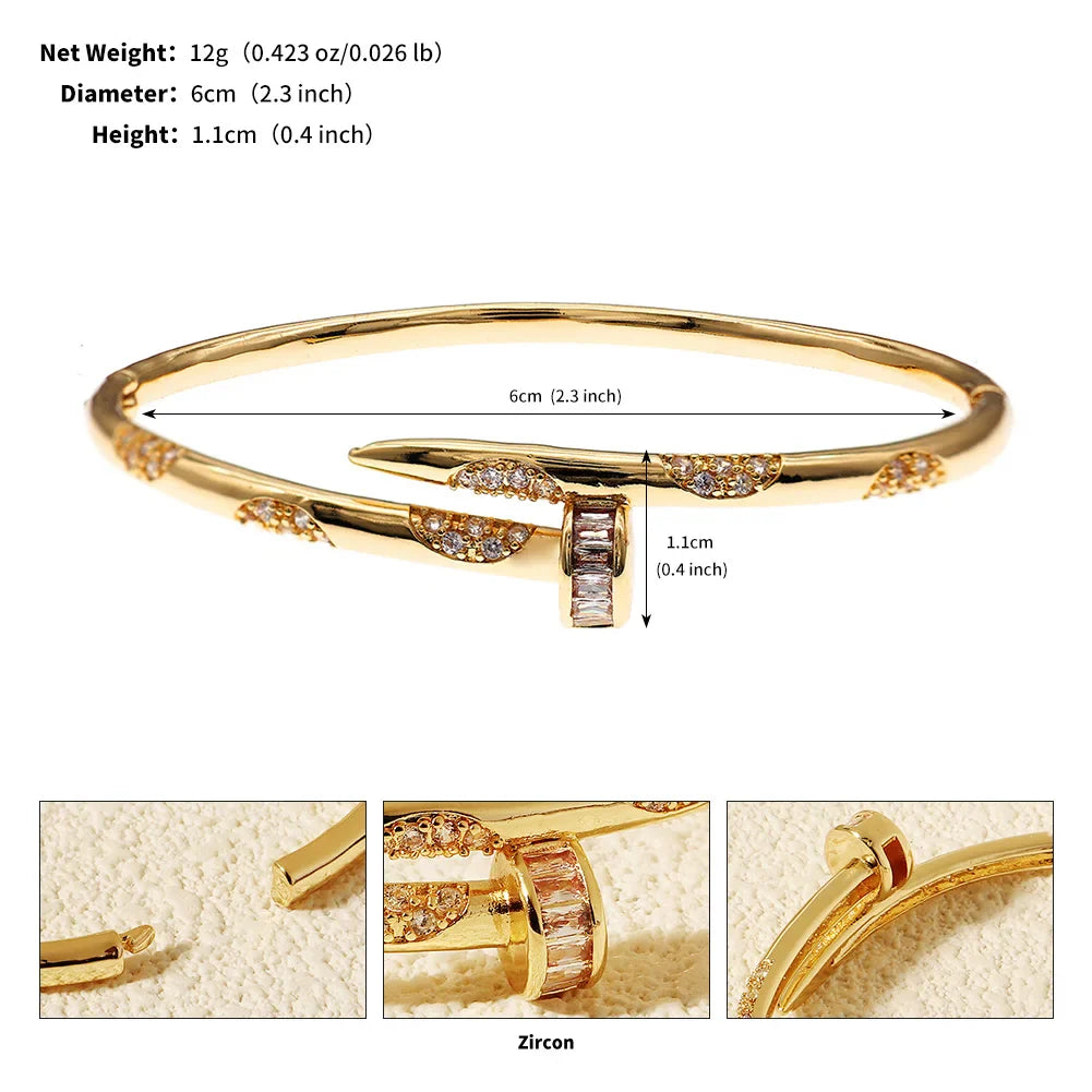 High-grade Copper And Zirconium Studded Bracelet Clip Design Fashion Women's Bracelet Daily Jewelry Accessories