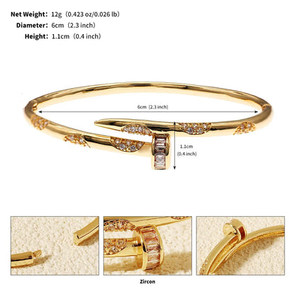 High-grade Copper And Zirconium Studded Bracelet Clip Design Fashion Women's Bracelet Daily Jewelry Accessories