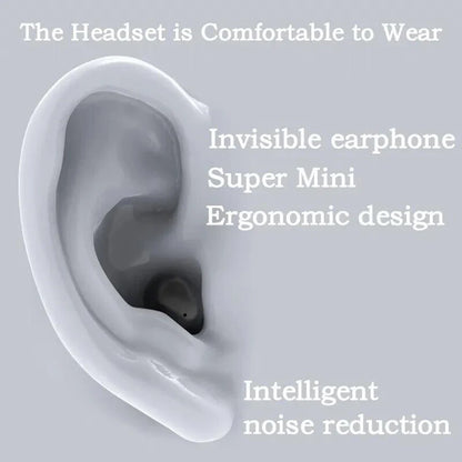 SK18 Mini Invisible Headphones Wireless Bluetooth 5.3 Headphones Bass Sleeping Headphones with Microphone Noise Cancellation HD