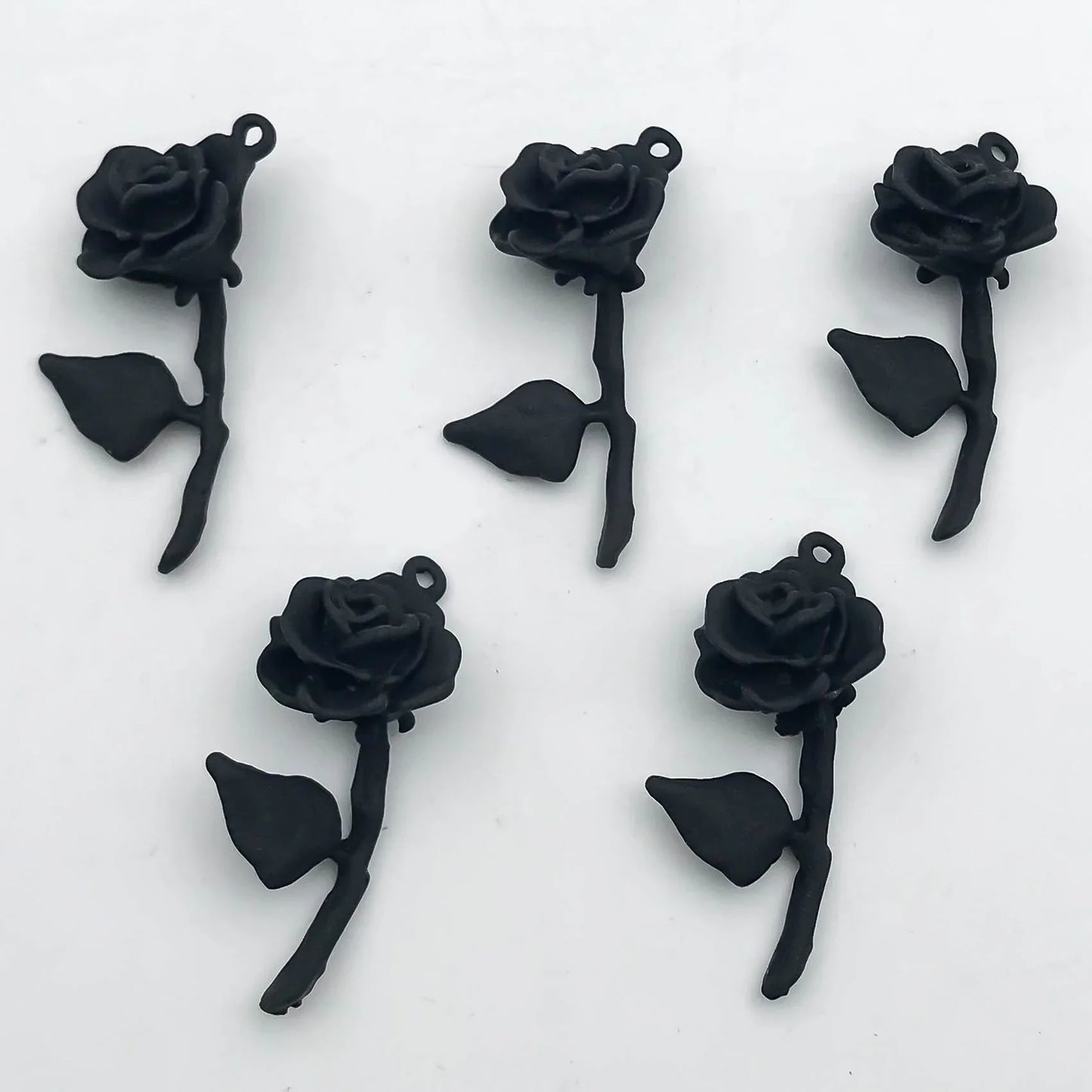 5Pcs Metal Alloy Charms Black Series Sweet and Cool Style Butterfly Cross Flower Shape Pendants Decorations For Jewelry Making