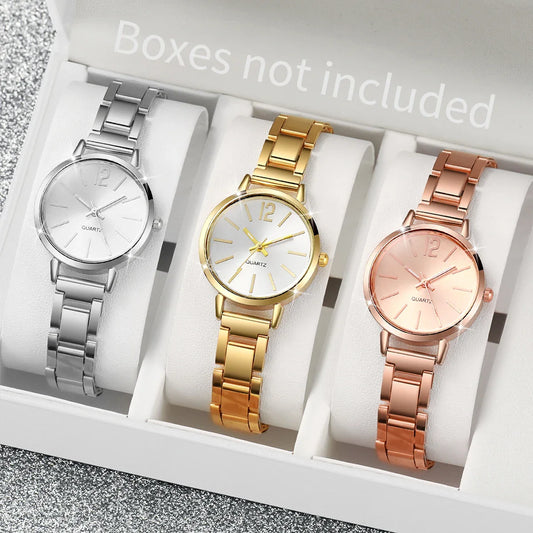 1/3PCS Fashion Women's Watches Stainless Steel Band Analog Quartz Watch Reloj Mujer（Without Box）