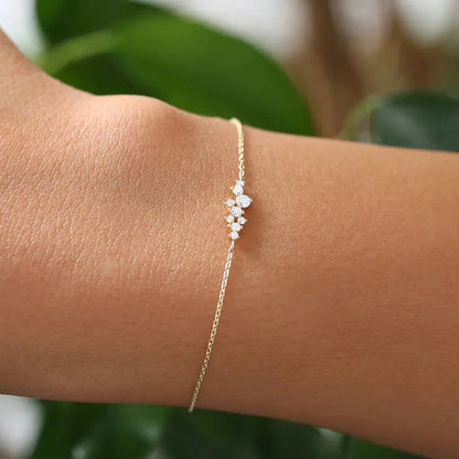 BOAKO 925 Sterling Silver Allergy Prevention Women's Bracelet Geometric Single Row Zircon Bangle Bracelets Pulseras Para Parejas