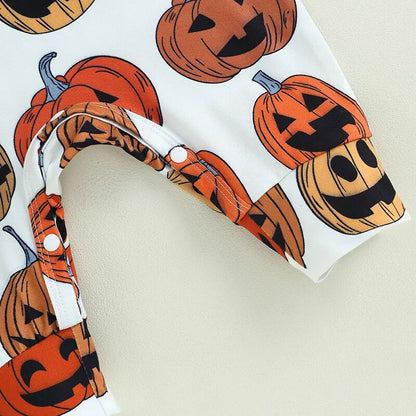 2023-06-25 Lioraitiin 0-18M Baby Girls Boys Rompers Halloween Clothes Pumpkin Print Crew Neck Sleeveless Newborn Jumpsuits