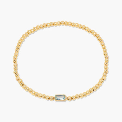 Minimalist style twelve month birthstone women's bracelet, stainless steel, electroplated 18K gold color protection