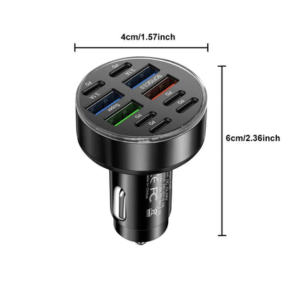 10 Ports Car Charger USB C Car Phone Charger PD Power Adapter in Car Fast Charging For iPhone Samsung Xiaomi Huawei QC 3.0