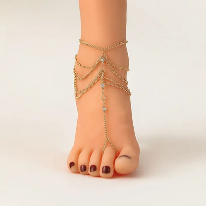 New 1 Set Multi-Layer Pearl Anklet Fashion Gold Color Ankle Bracelets For Women Beach Barefoot Foot Chain Sandal Anklet Jewelry