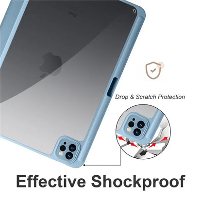 For iPad Pro 12.9 Case 2022 Tablet Case with Pencil Holder Clear Hard Cover Funda for iPad Pro 12 9inch 2022 2021 2020 2018 Case
