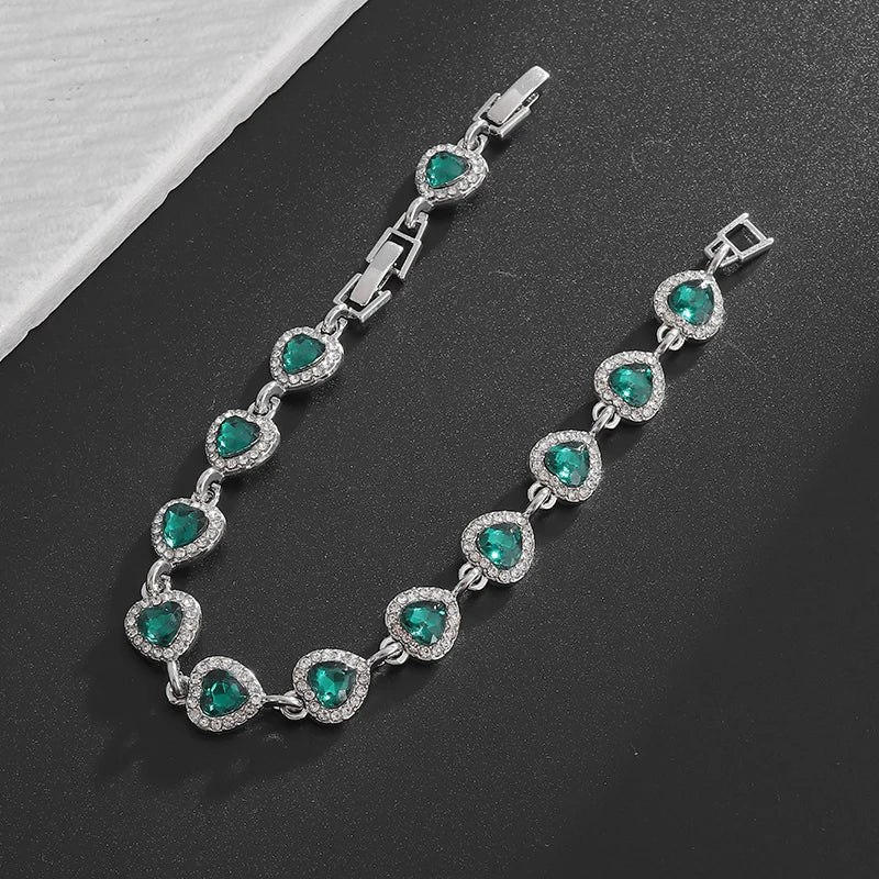 Exquisite Shiny Heart Shaped Zircon Bracelet Women Fashion Elegant Wedding Party Jewelry Girls Gift