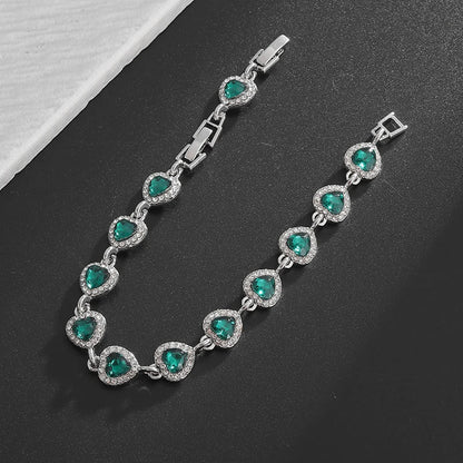 Exquisite Shiny Heart Shaped Zircon Bracelet Women Fashion Elegant Wedding Party Jewelry Girls Gift