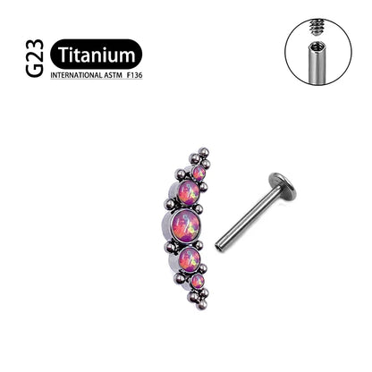 Titanium G23 Zircon Opal CZ Labret Internally Threaded Earring Helix Tragus Cartilage Prevent-allergies Ear Piercing Jewelry