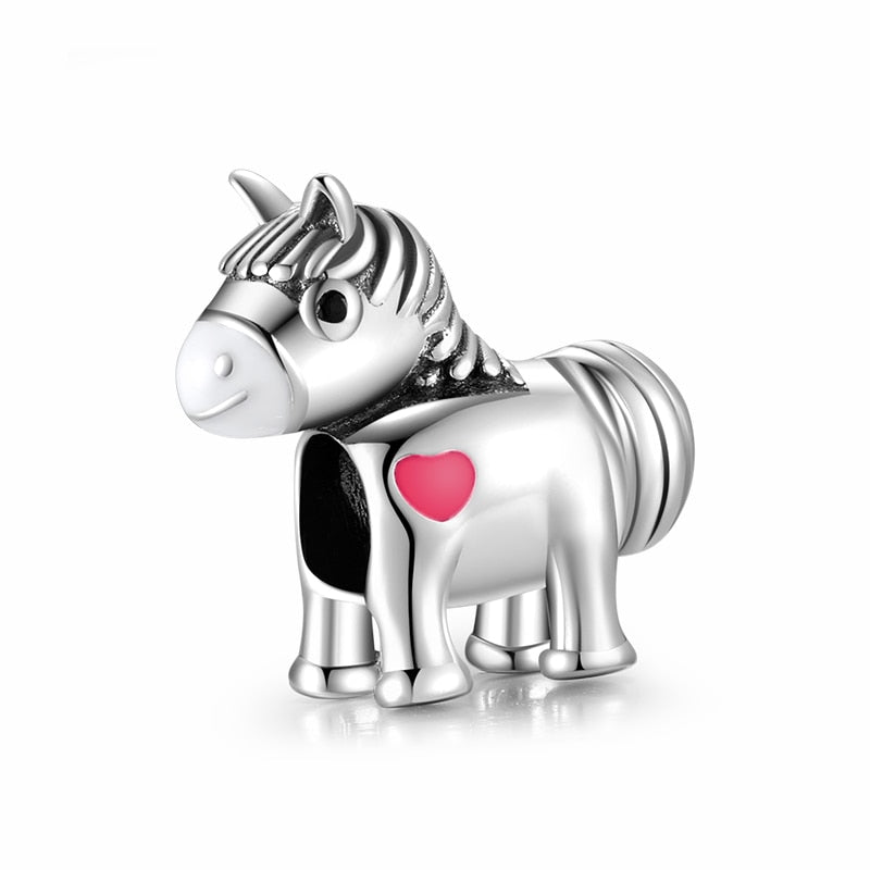 Hot 925 Sterling Silver Pink Sparkling CZ Flamingo Charms bead For jewelry making Pendants Fit Original Charm European Bracelets