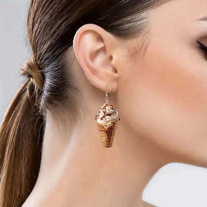 Delicious Ice Cream 2D Flat Acrylic Earrings with Creative Design Suitable for Summer Earrings Jewelry Accessories for Friends