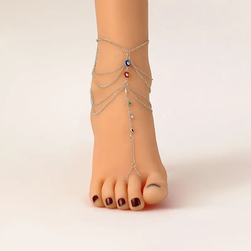 New 1 Set Multi-Layer Pearl Anklet Fashion Gold Color Ankle Bracelets For Women Beach Barefoot Foot Chain Sandal Anklet Jewelry