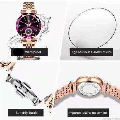 Luxury Woman Wristwatch Elegant Waterproof Stainless Steel Watch for Ladies Dress Diamond Quartz Women's Watches Reloj 2025 New