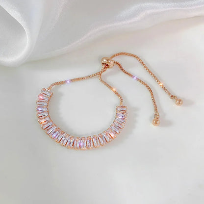 Luxury Sparkling Rhinestone Bracelet Ladies Girls Geometric Delicate Adjustable Bracelet Vintage Style Jewelry Accessories Gifts