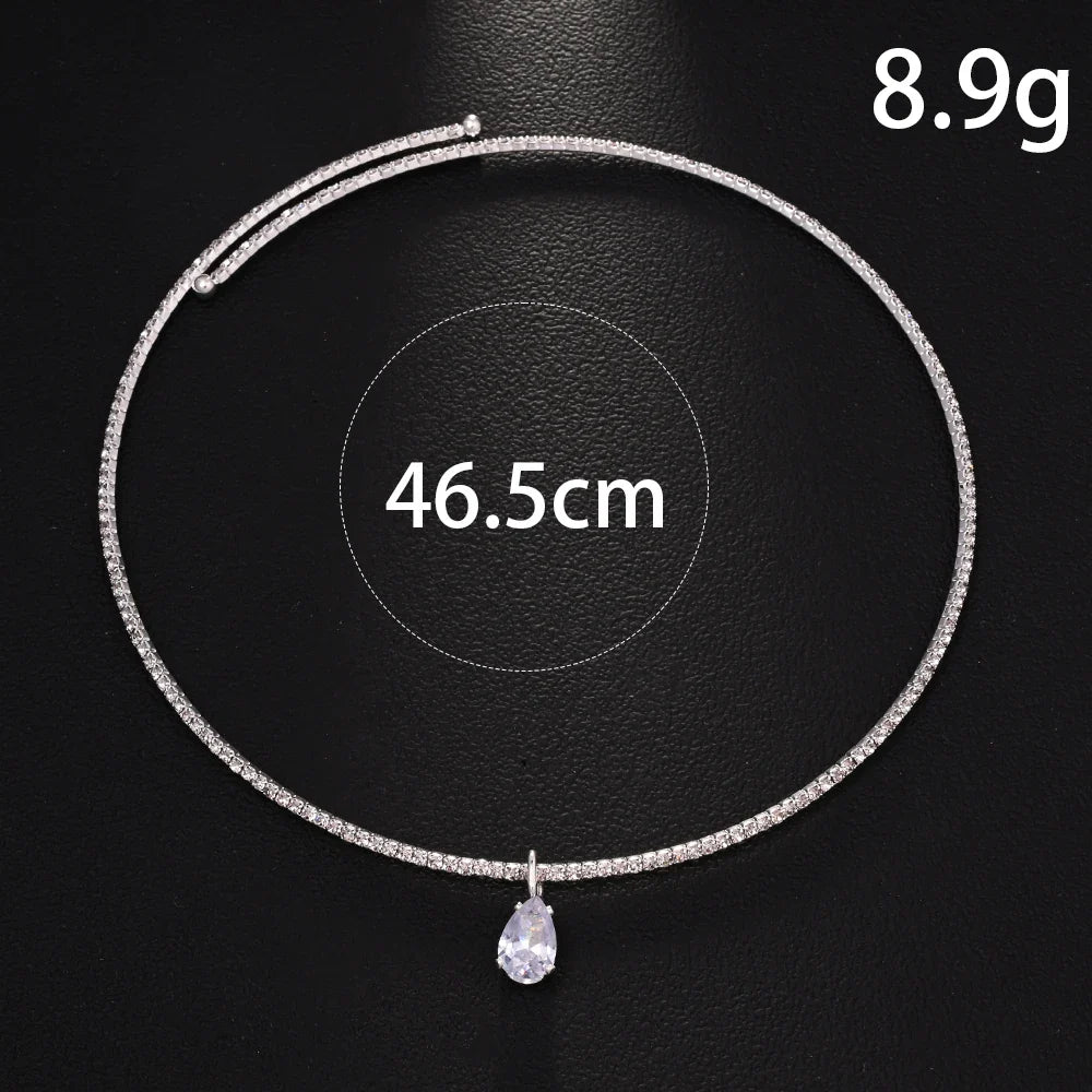Stonefans Water Drop Pendant Choker Necklace Wedding Luxury Rhinestone Accessories Fashion 2025 Charms Jewelry High Quality Gift