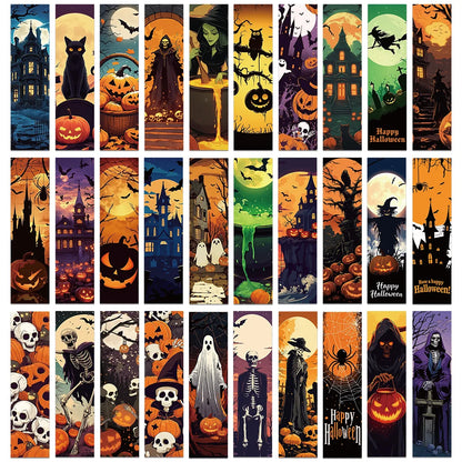 30pcs Halloween bookmarks Reading pages Book marks paper cards pumpkin ghosts funny personality creative gifts for students
