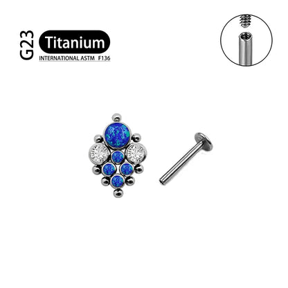 Titanium G23 Zircon Opal CZ Labret Internally Threaded Earring Helix Tragus Cartilage Prevent-allergies Ear Piercing Jewelry