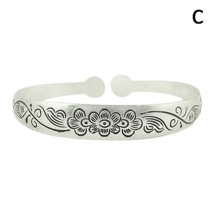 Retro Opening  Bracelet Jewelry Vintage Tibetan Silver Totem Carved Bangle Cuff