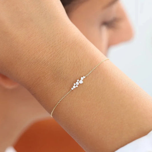 BOAKO 925 Sterling Silver Allergy Prevention Women's Bracelet Geometric Single Row Zircon Bangle Bracelets Pulseras Para Parejas