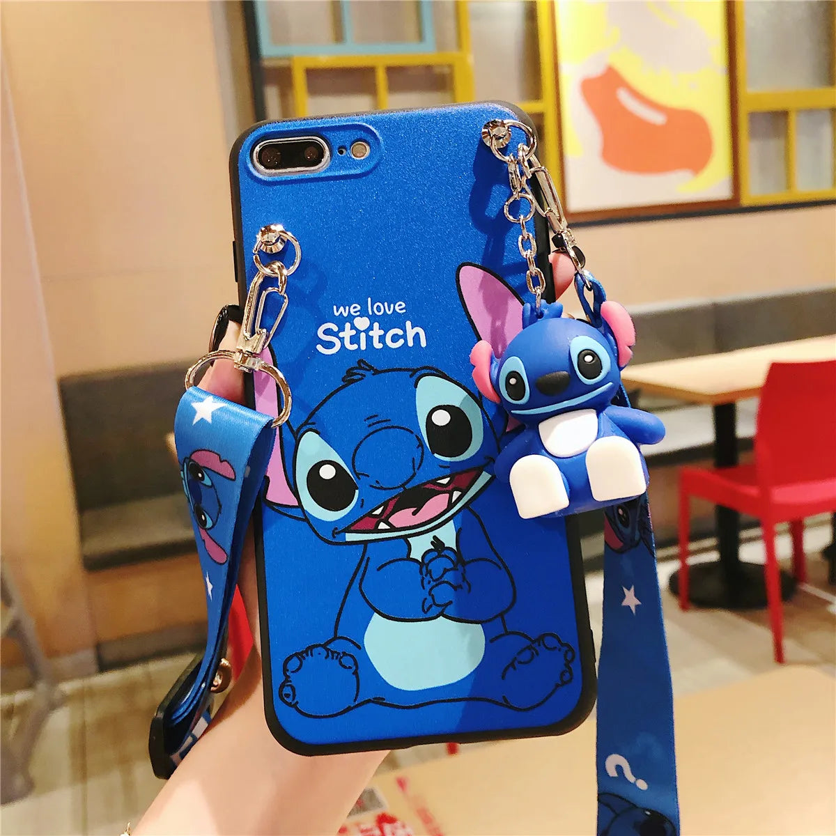 Stitch For Samsung Galaxy S7 Edge S8 S9 S10 S20 S21 S22 S23 Plus Ultra S21FE Note 9 10 20 Phone Case With Holder Rope
