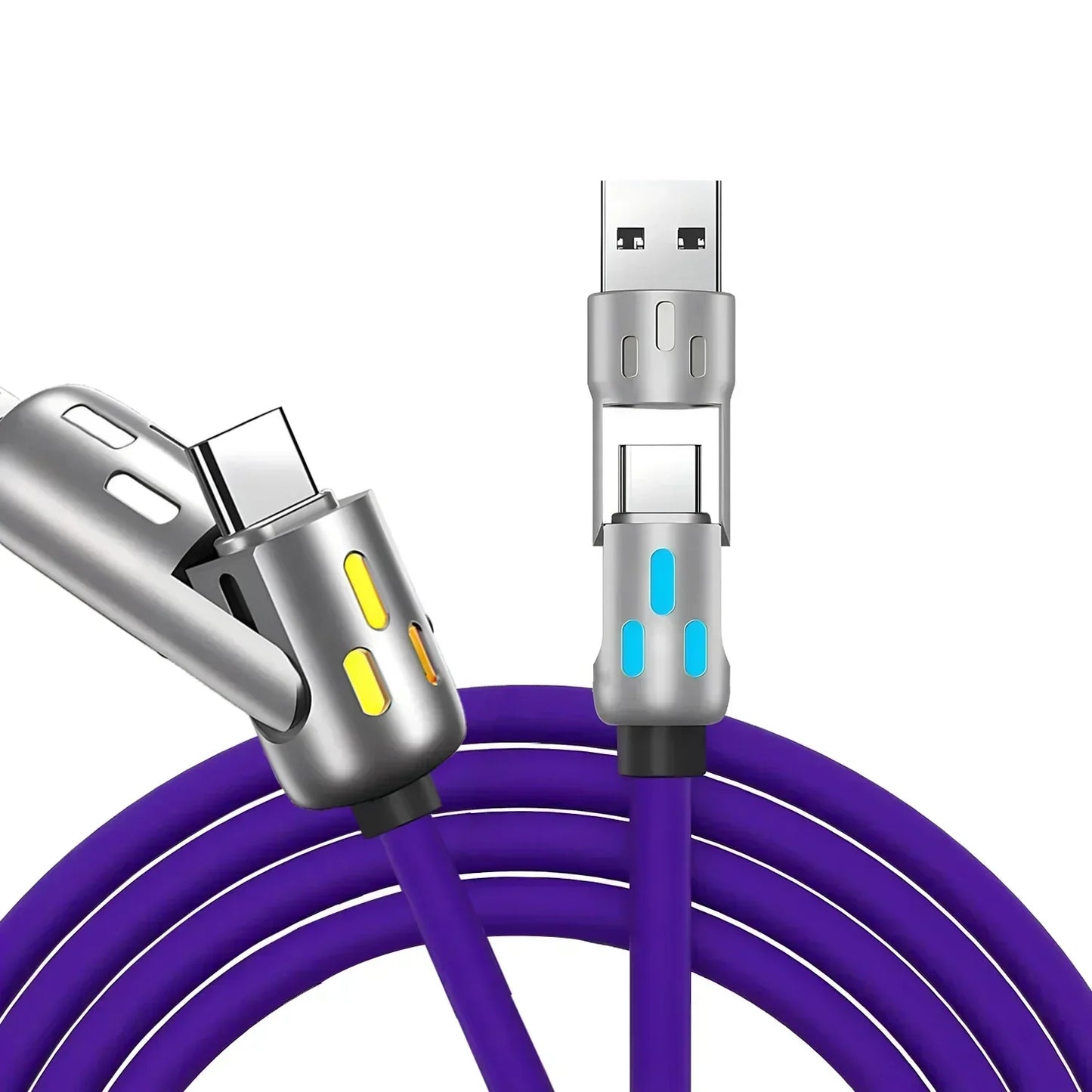 PD 240W 4-in-1 Multi Port Fast Charging Cable 3A USB/C To Type C/Phone Fast Sync Charger Adapter Compatible with Laptop/Tablet