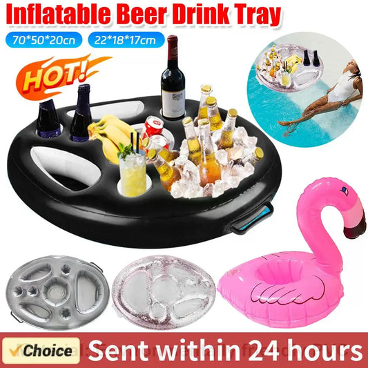 Swimming Pool Float Beer Table Cooler Table Bar Tray Inflatable Cup Holder Phone Pad Swimming Pool Mattress Food Drink Holder