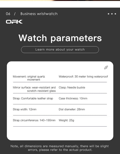 OPK 6022 Women's Watches Elegant Fashion Small Quartz Wristwatch for Ladies Waterproof  Leather Strap Dual Calendar Display