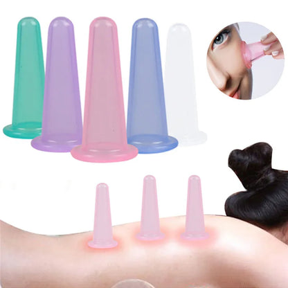 1/4Pcs Silicone Body Cupping Cups For Face Neck Back Eyes Massage Vacuum Cans Anti-cellulite Massager Suction Cup Treatments