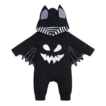 2023 Baby Halloween Cosplay Costume Solid Print Hat+Romper Bag Bone Pumpkin Bodysuit Gift Boy Girl Disguise Vampire Clothes