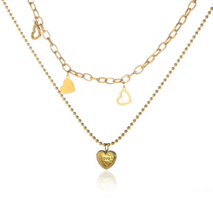 Punk Cuban Chain Heart Necklace For Women Hip Pop Stainless Steel Choker Fashion Wedding Party Jewelry Gift