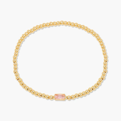 Minimalist style twelve month birthstone women's bracelet, stainless steel, electroplated 18K gold color protection