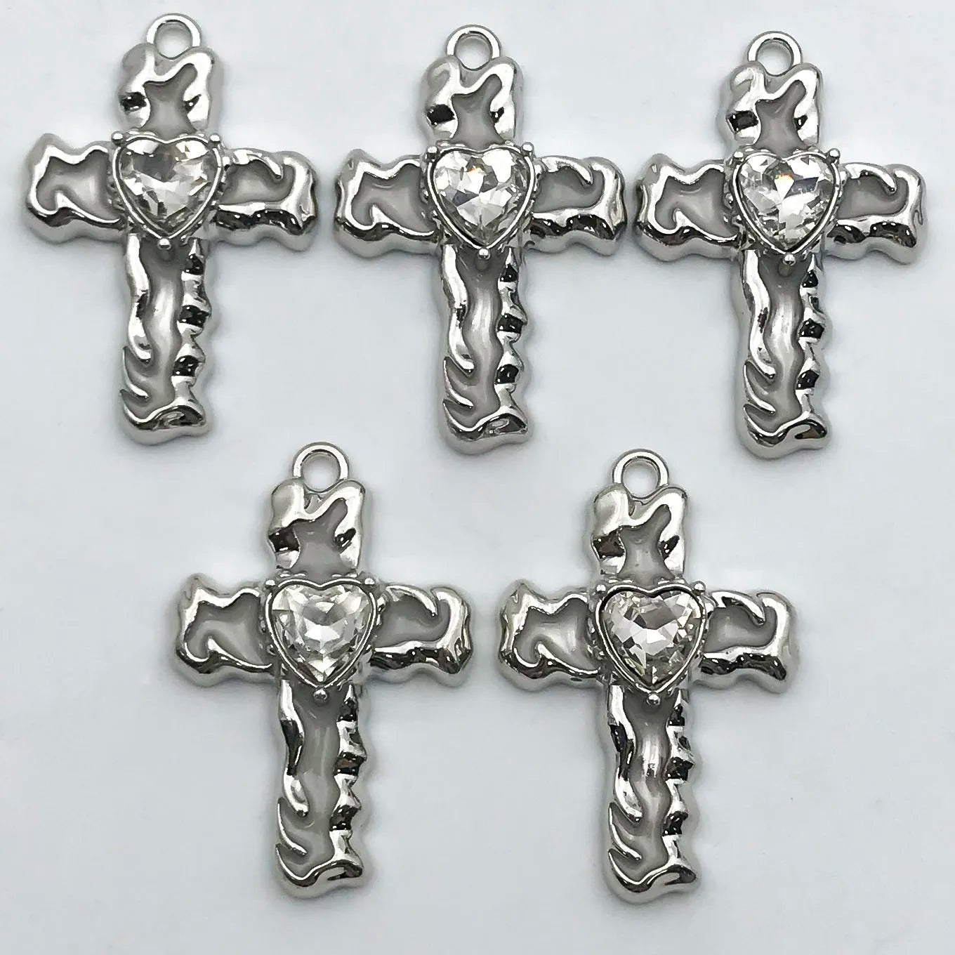 5Pcs Metal Alloy Charms Black Series Sweet and Cool Style Butterfly Cross Flower Shape Pendants Decorations For Jewelry Making