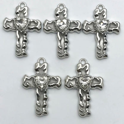 5Pcs Metal Alloy Charms Black Series Sweet and Cool Style Butterfly Cross Flower Shape Pendants Decorations For Jewelry Making