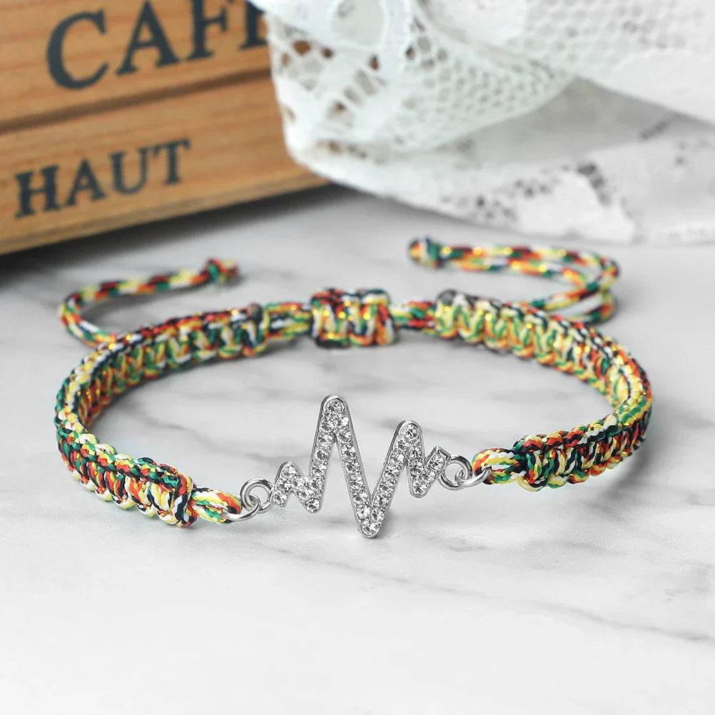 Romantic Cardiac signal Metal Thread Bracelet Red Black Couple Bangles Chain Pulsera Jewelry Gift for Friend