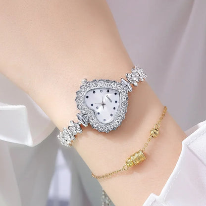 Heart Shape Small Dial Women's Bracelet Watch Quartz Wristwatch Retractable Chain Strap Watch Wholesale  relogio reloj mujer