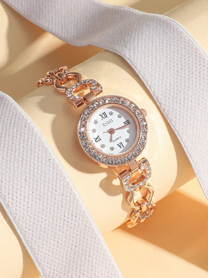 Exquisite Diamond Point Scale Dial Simple Steel Belt Quartz Watch