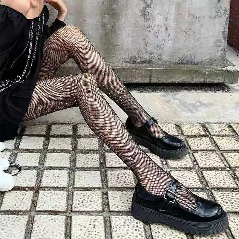 Classic Lolita Hollowed Out Lace Mesh Stockings Bottomed Pantyhose Women Gothic Punk Retro Spider Web Tights