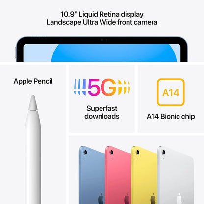 2022 Apple iPad 10th Gen (10.9-inch, Wi-Fi + Cellular, 64GB) - Yellow (Certified Refurbished)
