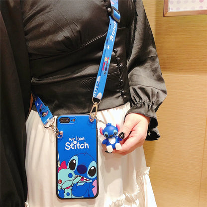 Stitch For Samsung Galaxy S7 Edge S8 S9 S10 S20 S21 S22 S23 Plus Ultra S21FE Note 9 10 20 Phone Case With Holder Rope