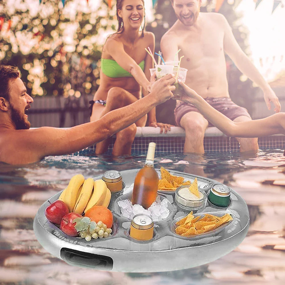 Swimming Pool Float Beer Table Cooler Table Bar Tray Inflatable Cup Holder Phone Pad Swimming Pool Mattress Food Drink Holder