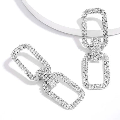 Fashion New  Shiny Double-Sided Hanging  Hollow Rhinestone Earrings Pendant Temperament  women&#39;s Jewelry