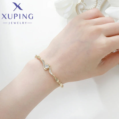 Xuping Jewelry Trendy Exquisite Elegant Simple Shape Women's Bracelet Light Gold Color Birthday Christmas Gifts X000925255