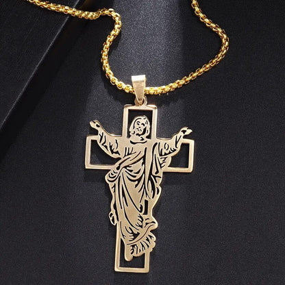 New Metal Black Cross Pendant Necklace Men and Women Fashion Gothic Punk Trend Hip Hop Accessories Jewelry Gift Wholesale