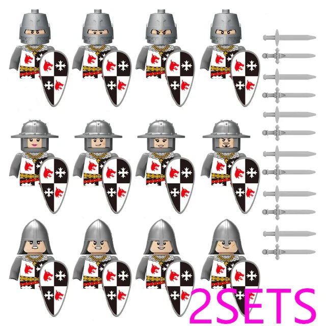 Military Building Blocks Medieval Solider Figures Gifts Toys Weapons Shield Holy Roman Saint Lazarus Jerusalem Knight Legion MOC